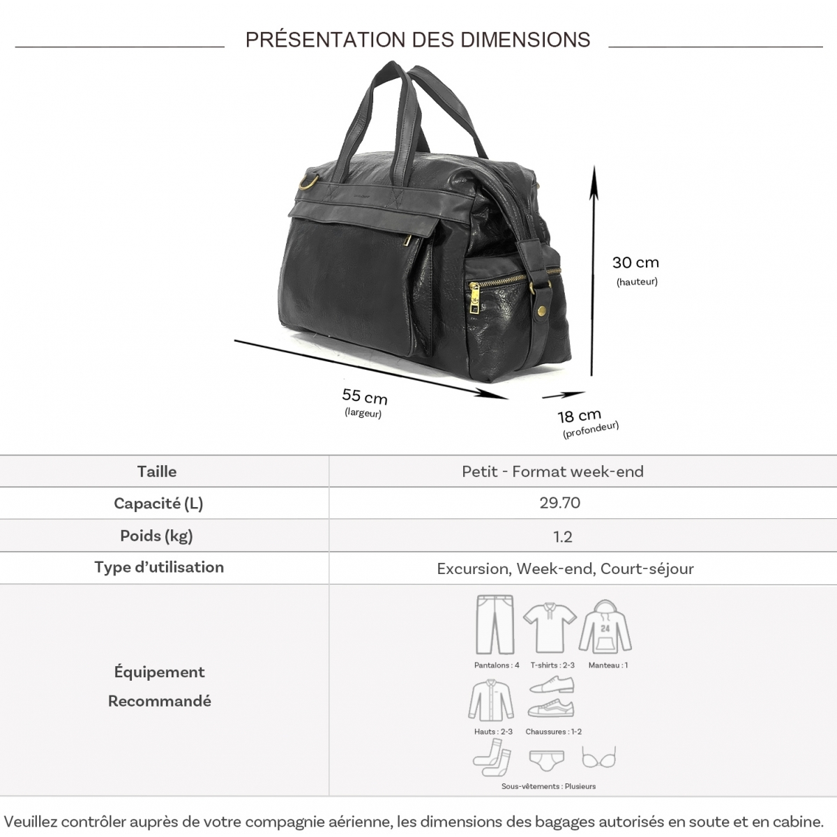 David Jones Sac de voyage week-end 29L David Jones 55cm sans roulettes
