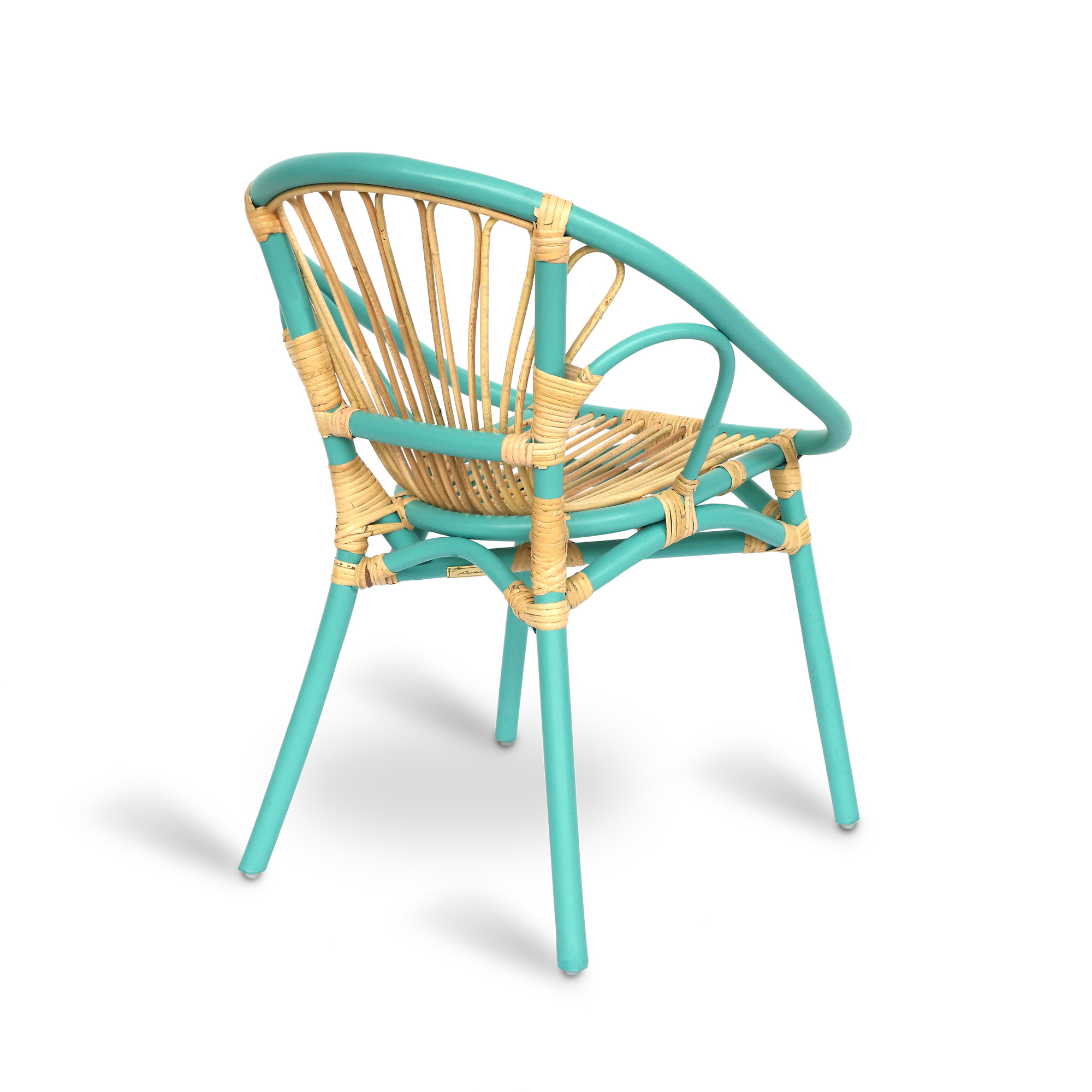 Rattan-Stuhl 'Clair', türkis, natur, B 57 cm, H 80 cm, L 54 cm günstig bestellen