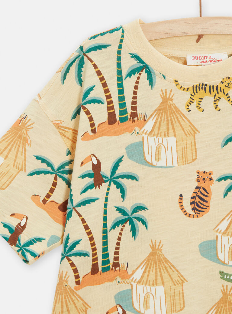 T-shirt jaune pâle imprimé savane pour garçon