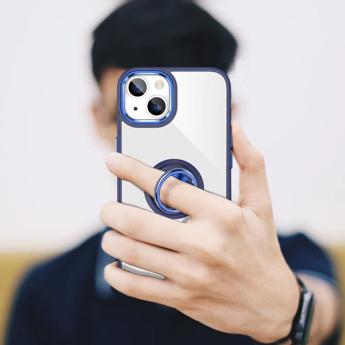 Schutz Handy Hülle für Apple iPhone 15 Plus Case Cover Ring Halter Bumper Etuis