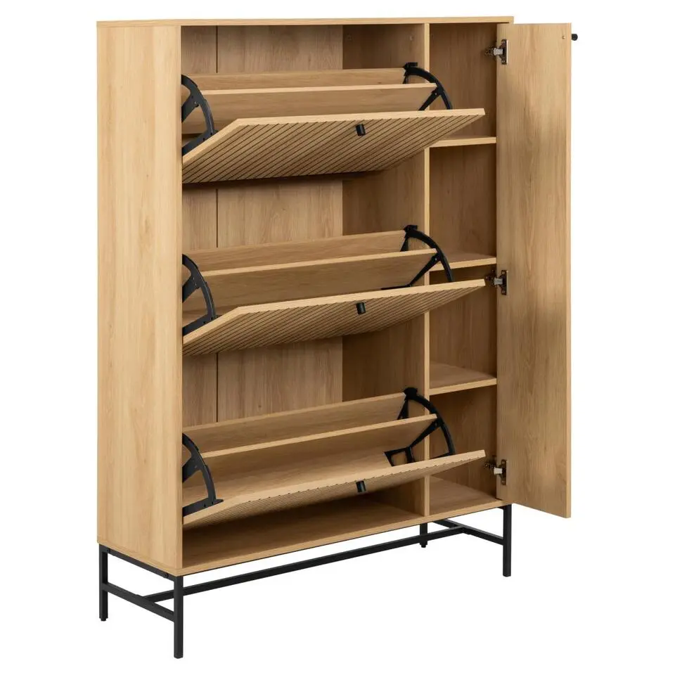 Hioshop Dylan schoenenkast 3 lades 3 planken natuur