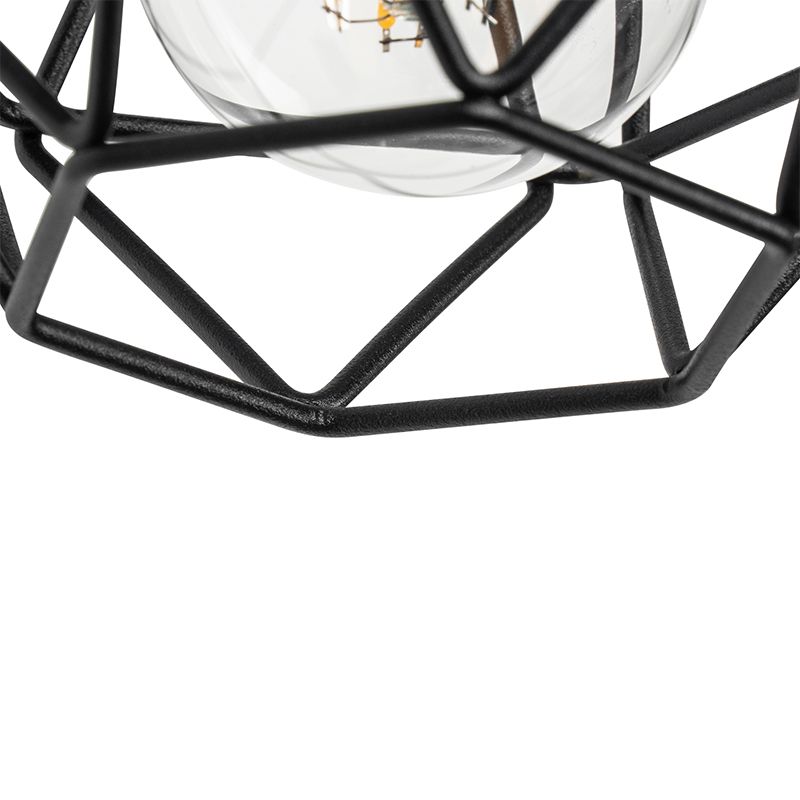 Smart wandlamp zwart met hout incl. Wifi A60 - Chon