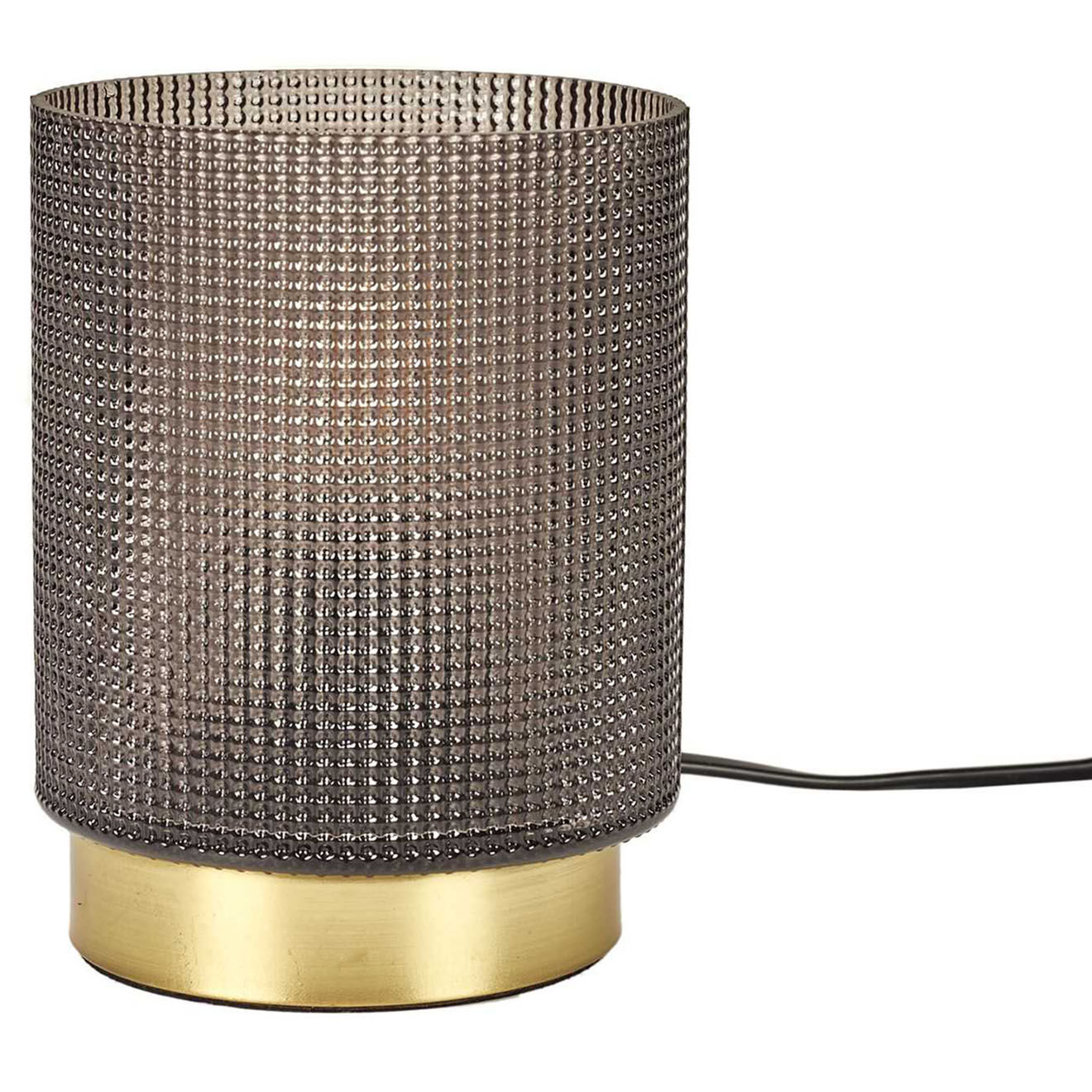 Home Deco Factory Lampe à poser verre embossé noire - 11.5x15x11.5 cm