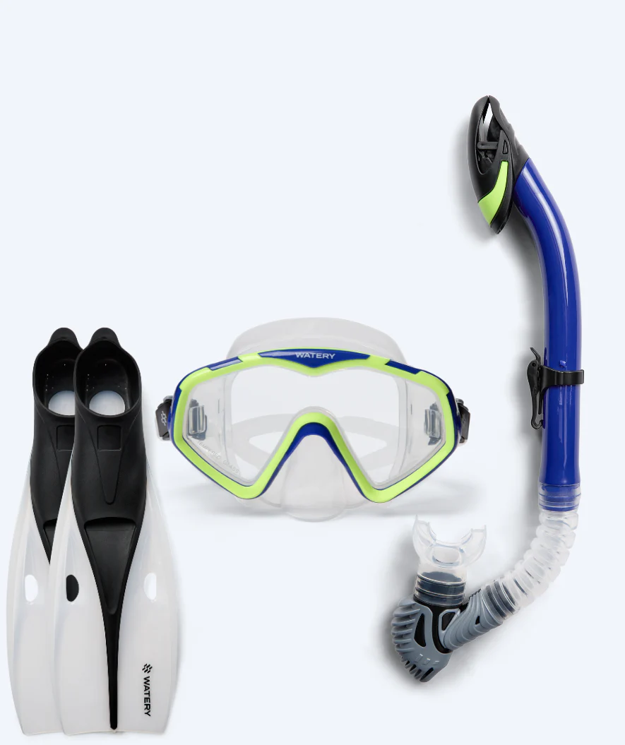 Watery snorkelsæt til voksne (fra 15 år) - Leach/Breeve - Blå/gul