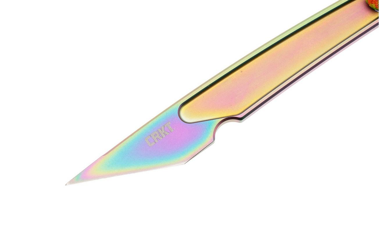 CRKT HangTi Kiridashi 7065P Iridescent Titanium Nitride Titanium, nekmes, Richard Rogers design