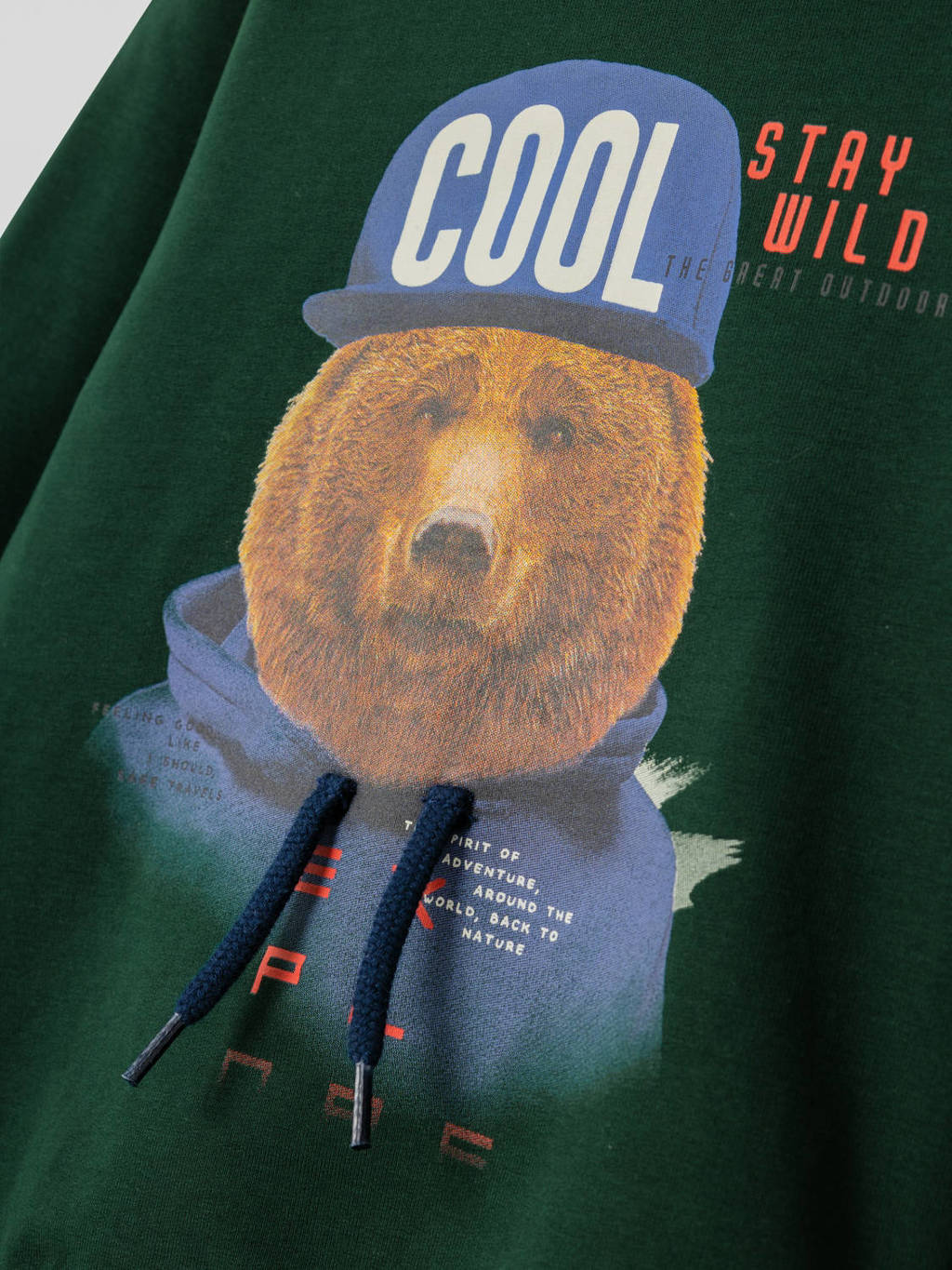 NAME IT hoodie NMMLABEAR met printopdruk donkergroen