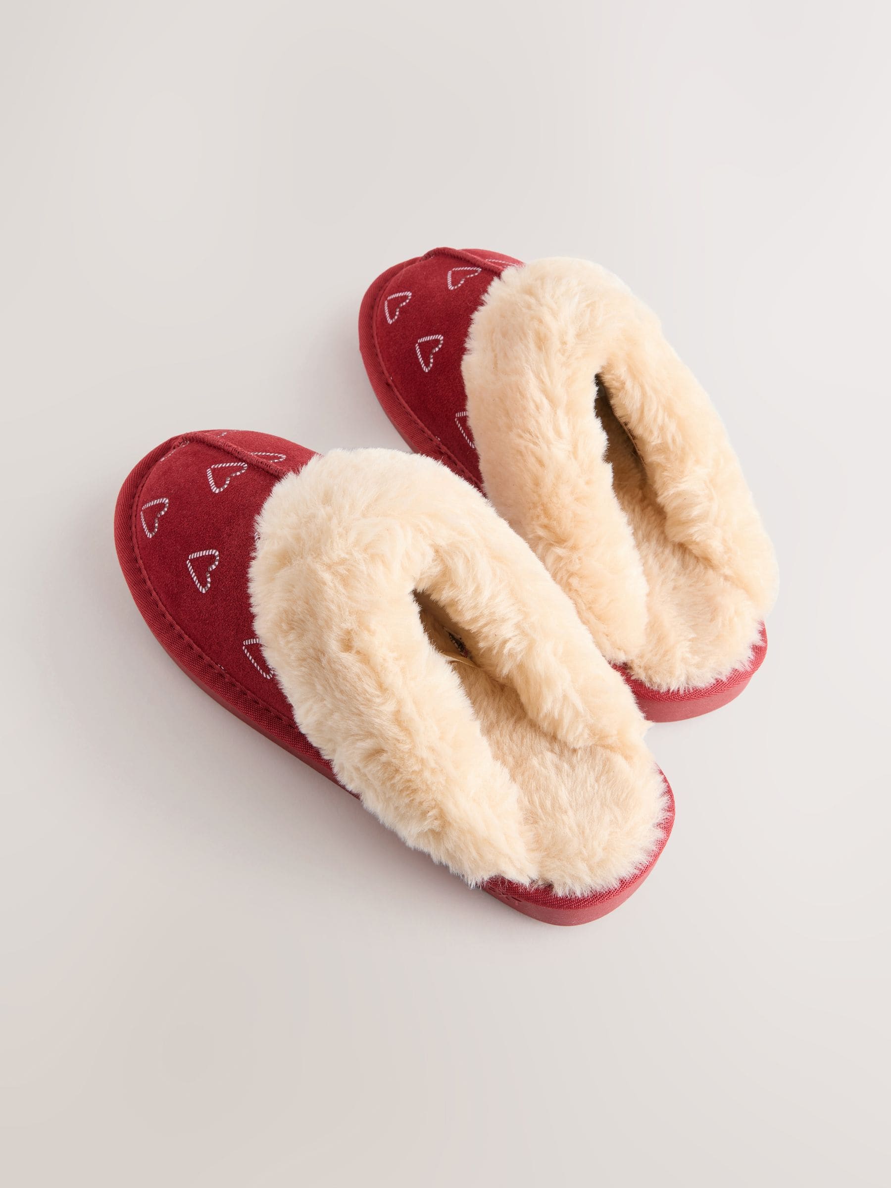 Rood met zuurstok - Faux Fur Suede Mule Slippers