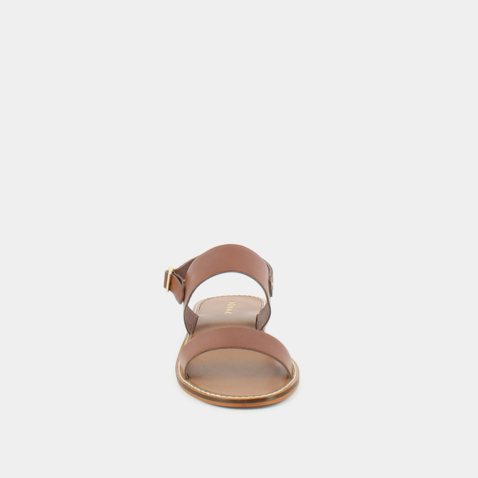 Sandales à brides larges  en cuir cognac
