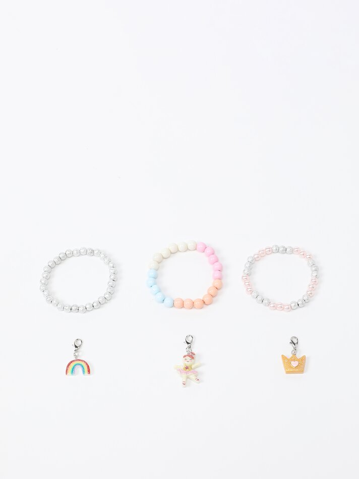 Conjunto de 3 pulseiras com pingentes - Variadas