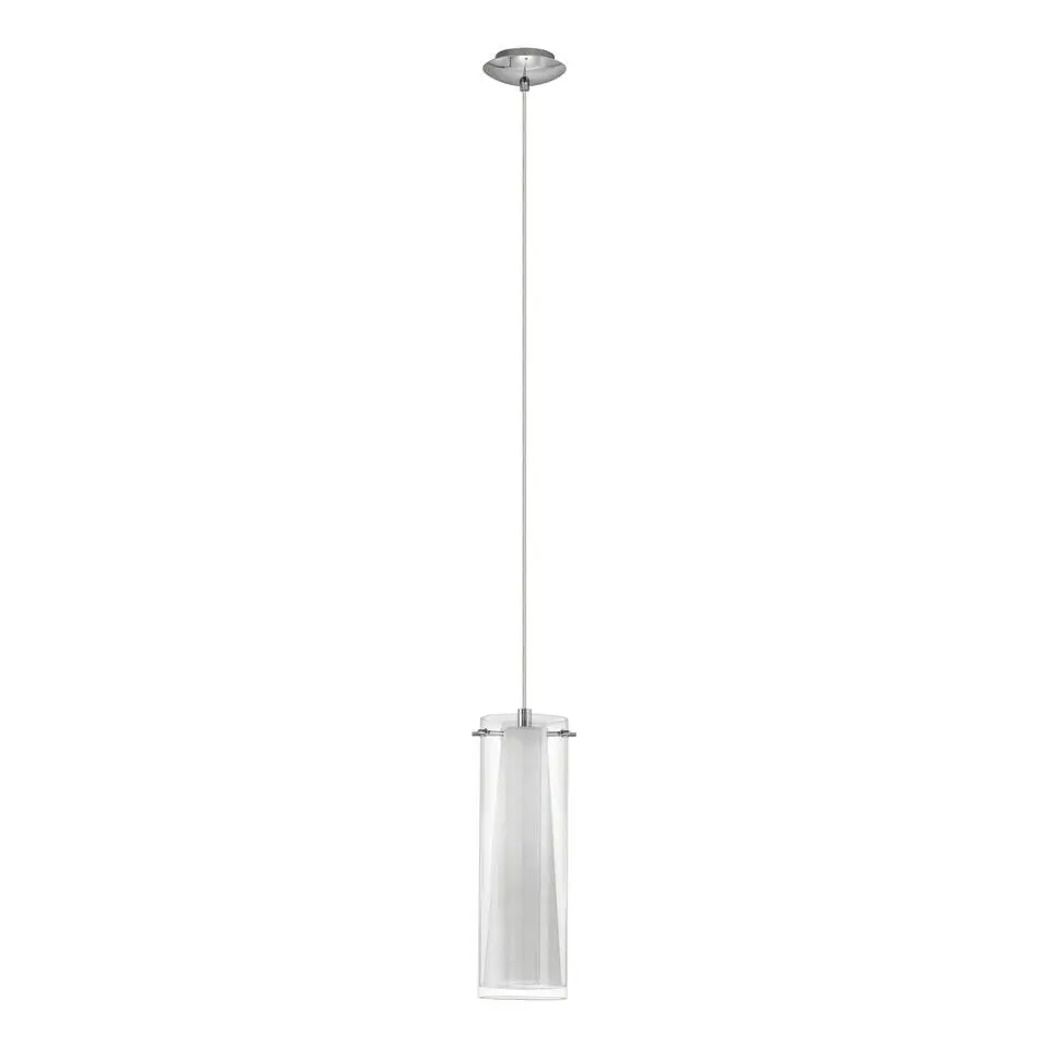 EGLOPinto-Hanglamp-1Lichts-Chroom-Helder,Wit