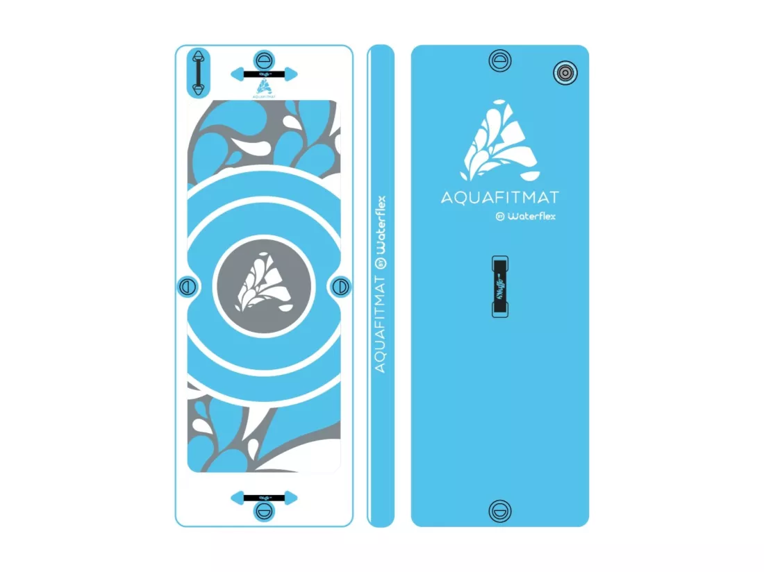 Waterflex WX-AQUAFITMAT - Tapis Flottant Aquafitmat - Pour Piscine - Une animation Ludique - Bleu et Blanc - Kit d'amarrage incl