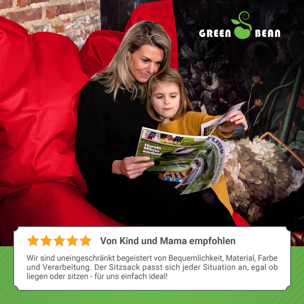 Green Bean Indoor Zitzak XXL 140x180cm 380 Liter Kinderen & Volwassenen Zitzak EPS Kralenvulling Reuze Zitzak Groot Ligbedkussen Zitkussen - Rood