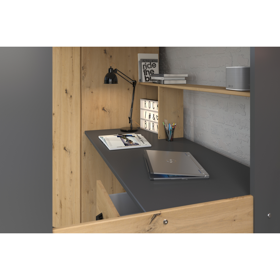 Parisot Hochbett Heavy Eiche Artisan Artisan Eiche  schwarz