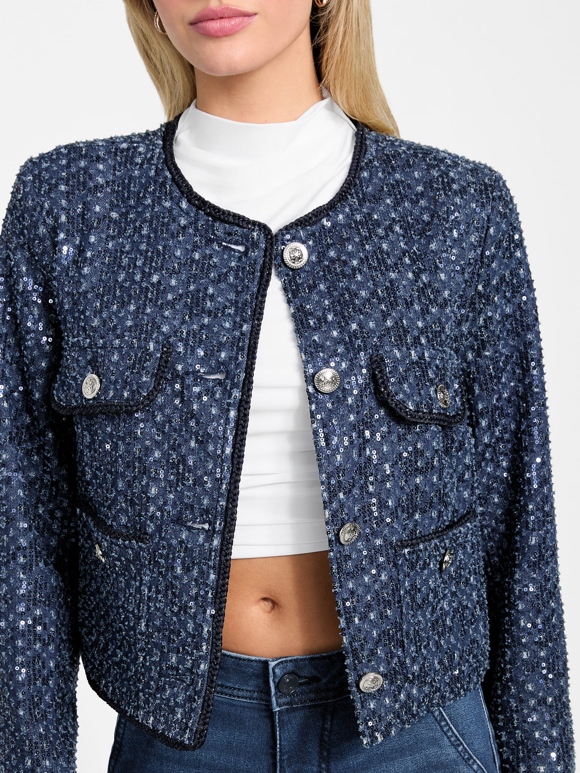 Jaqueta jeans com lantejoulas Elisa