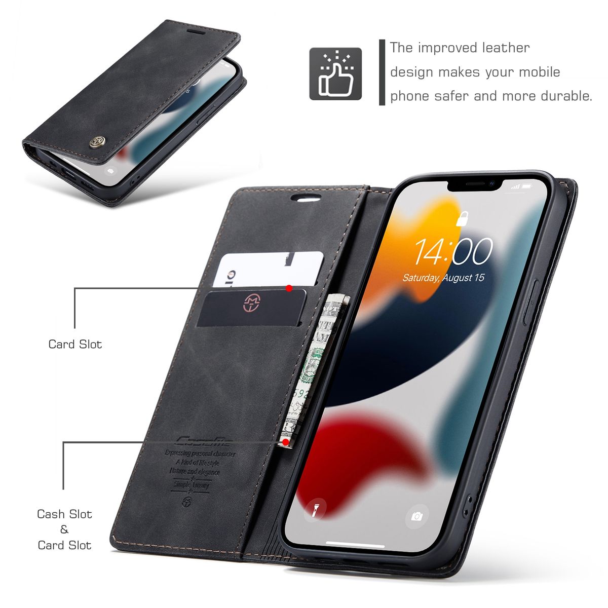 Hülle Handy Schutz für Apple iPhone 13 Pro Max Case Cover Tasche Etuis Schwarz