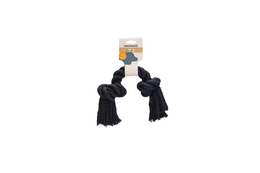 Beeztees Flostouw - 2 Knopen - Hondenspeelgoed - zwart - 32.5x50x9 cm