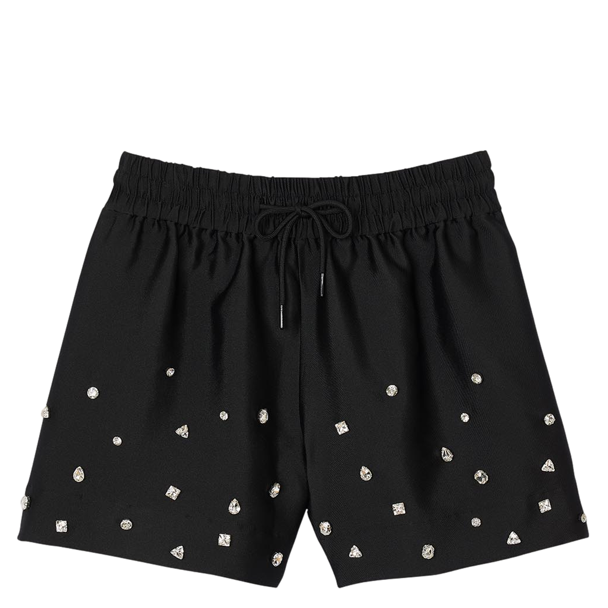 Short taille haute à strass | Noir