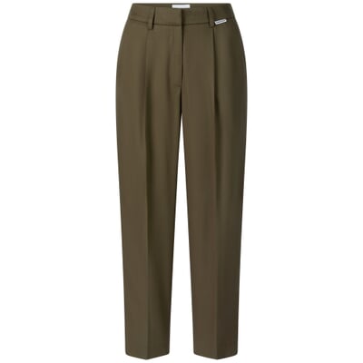 Damen-Bundfaltenhose, Oliv