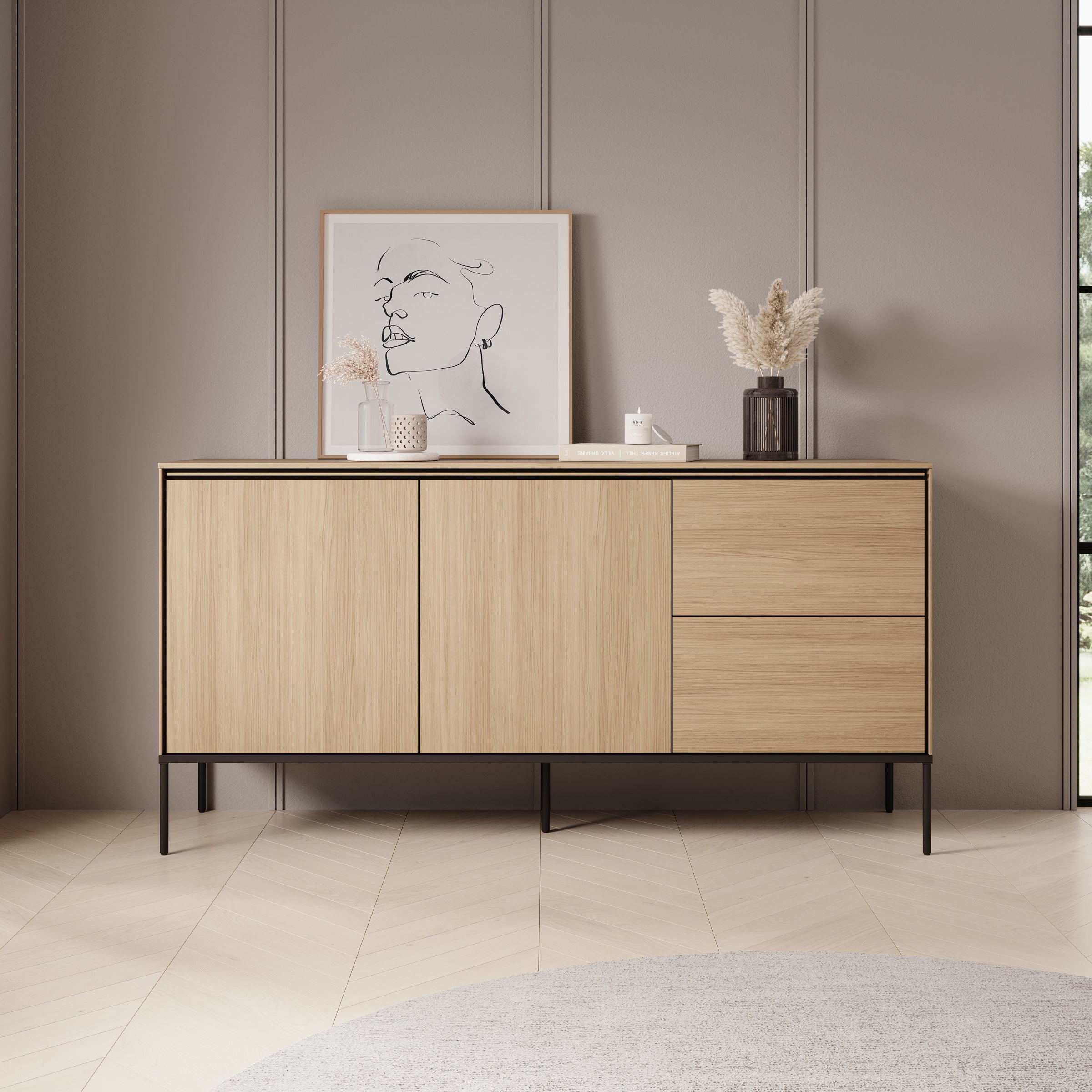 Meubella - Vicious - Dressoir - Eiken - 167x41x85 cm
