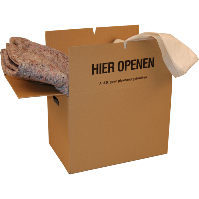 Verhuisdoos, golfkarton, 485x320x355mm, dubbele bodem, enkele golf, bruin