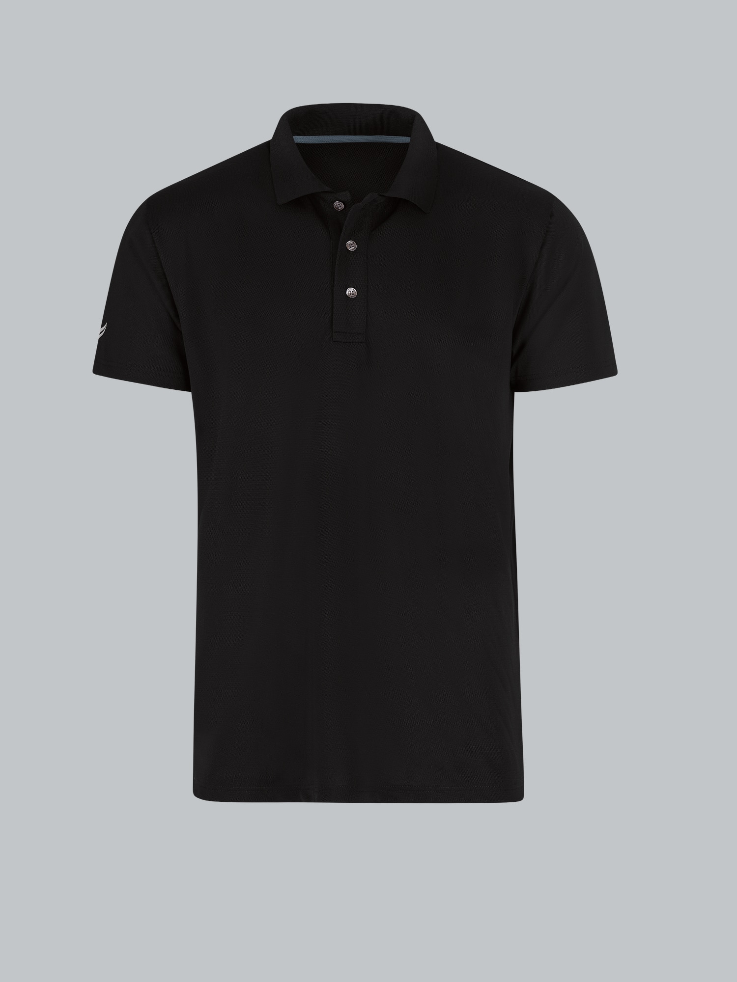 Poloshirt aus Polyester mit Knopfleiste Schwarz