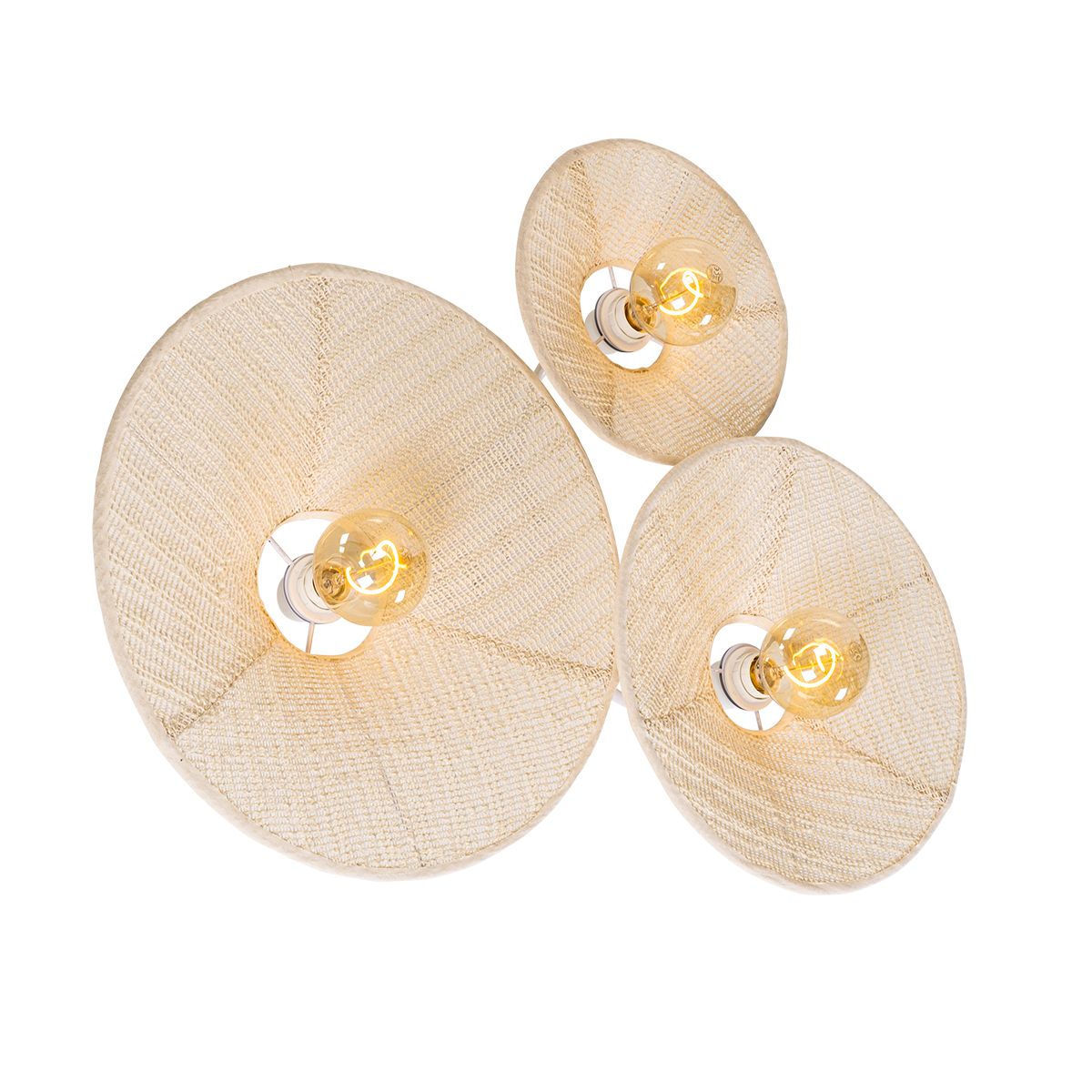Design plafondlamp wit met stof 3-lichts - Jane