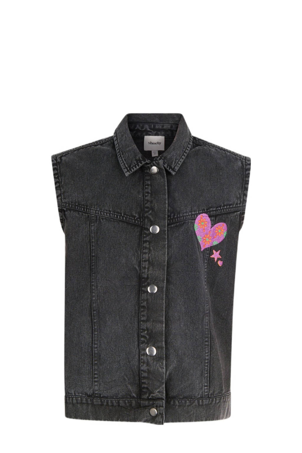 Shoeby gilet met backprint antraciet