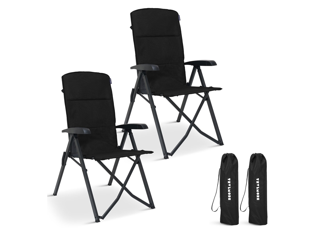 TRVLMORE Luxe Soft Black vouwstoel - Set van 2