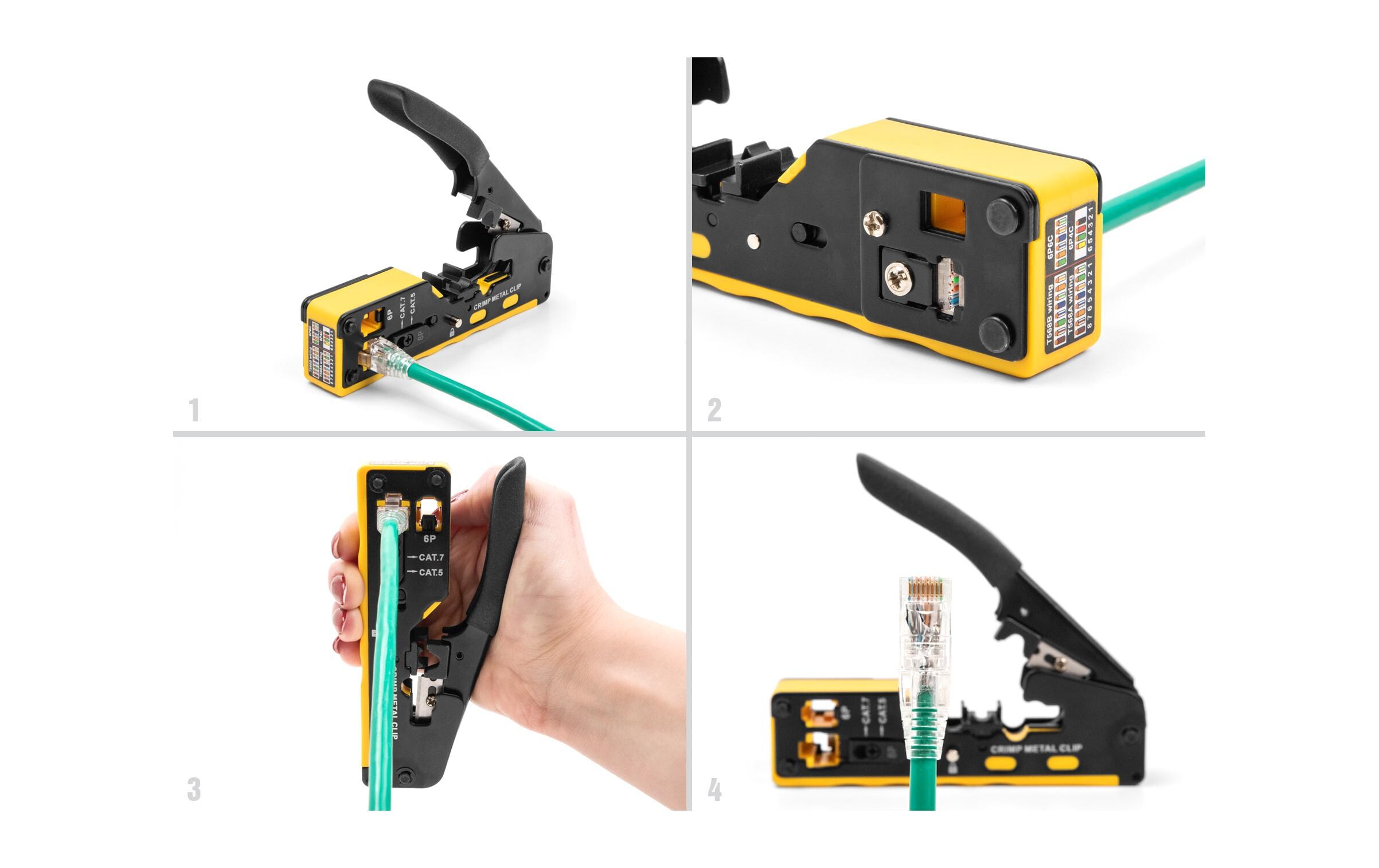 Crimpzange für 6P/8P RJ45/RJ11 Stecker Cat. 5/6/7Delock Crimpzange für 6P/8P RJ45/RJ11 Stecker Cat. 5/6/7 mit Klinge und Abisolierer