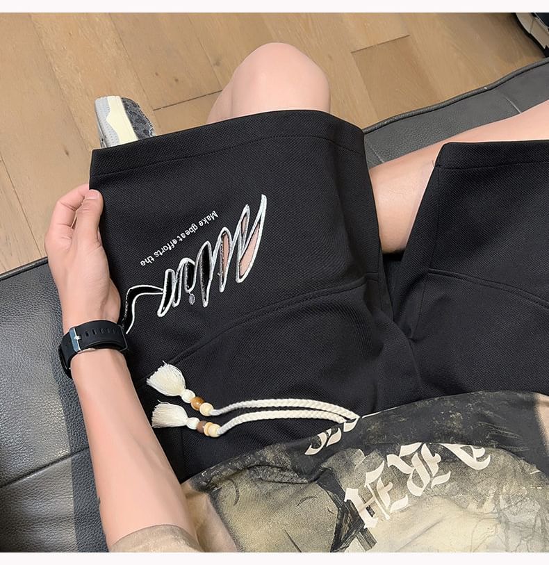 FOEV - Shorts met trekkoord en letters