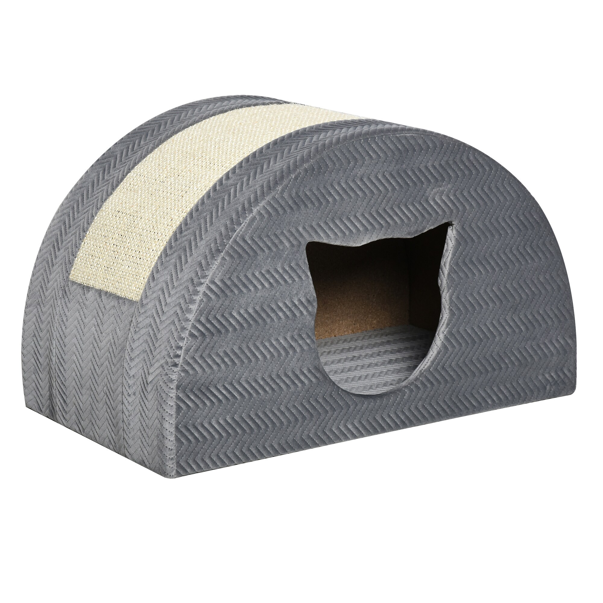 PawHut Katzenhöhle  mit Kratzbrett grau 48,5 x 30 x 30 cm (BxTxH)