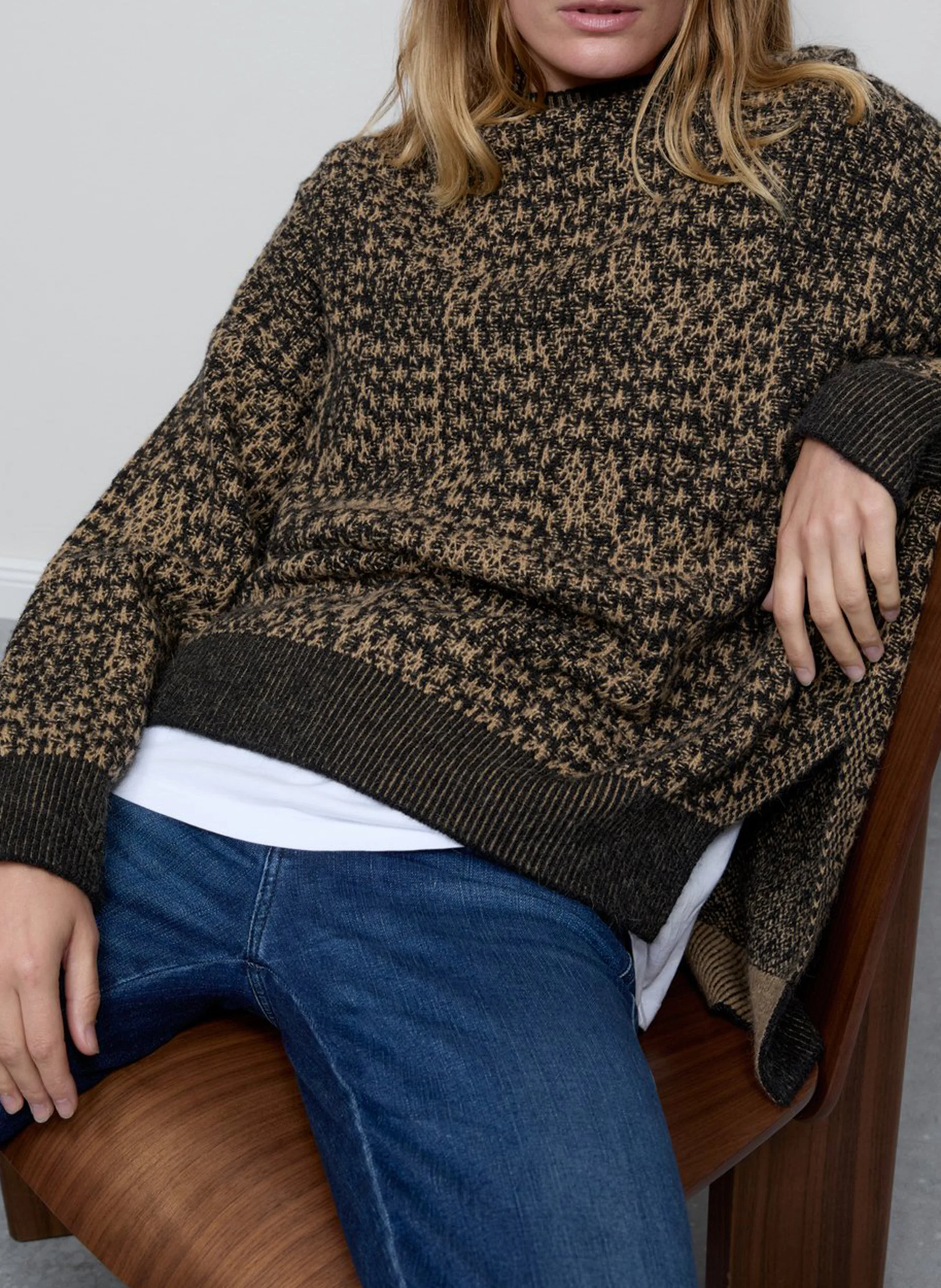 Pull col rond en laine mélangée | Marron