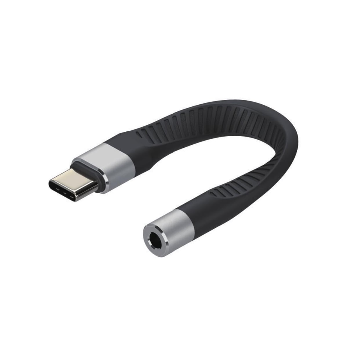 NÖRDIC kort flatkabel 14 cm USB-C til 3,5 mm lydadapter DAC USB-C hodetelefonadapter
