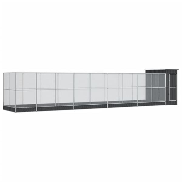 vidaXL Voliere med forlengelse sølv 1037x203x216 cm stål