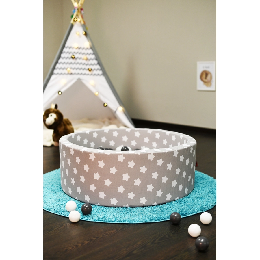 knorr toys® Bällebad soft - Grey white stars - 300 balls greycreme grau