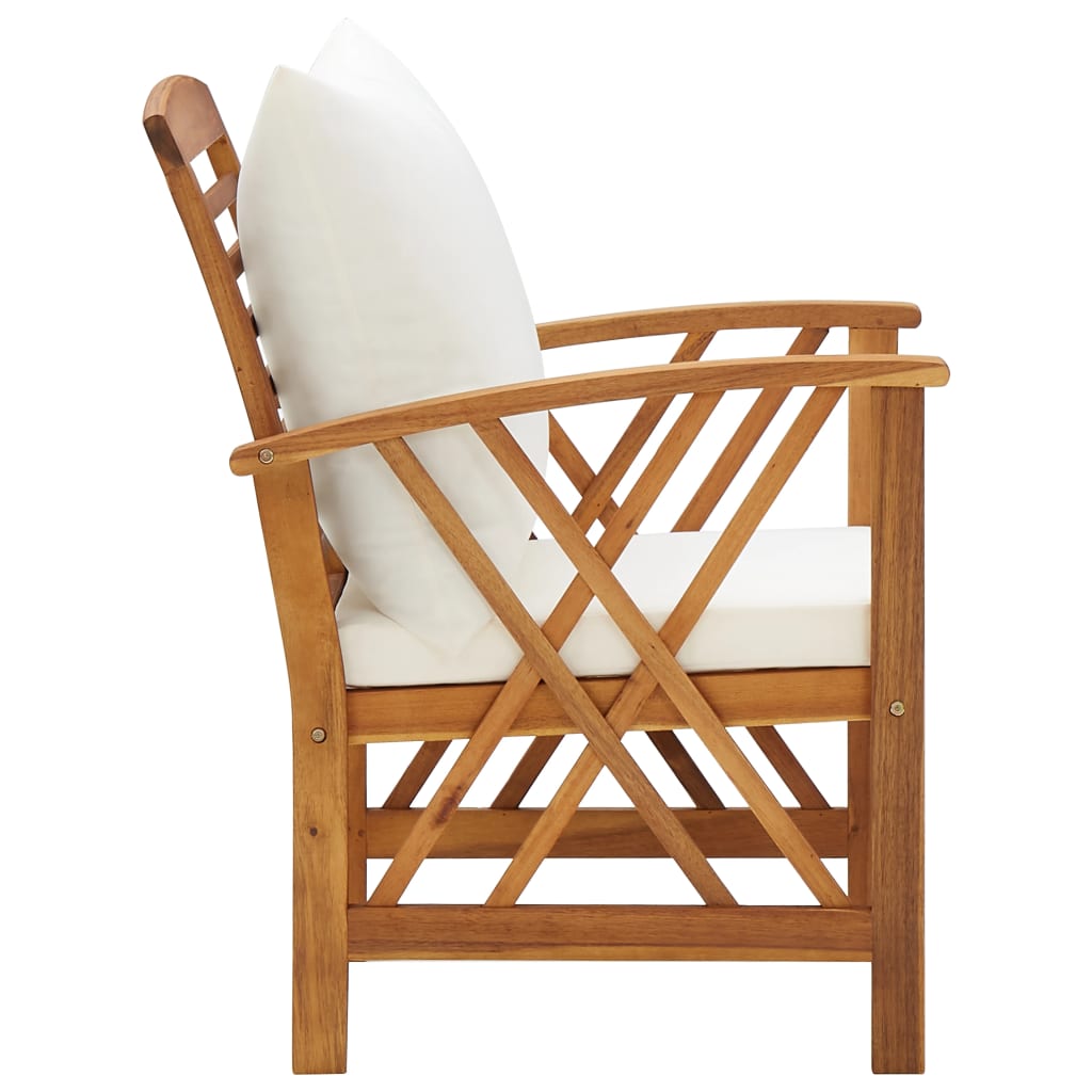 Salon de jardin meuble d'extérieur ensemble de mobilier 5 pièces avec coussins bois d'acacia solide