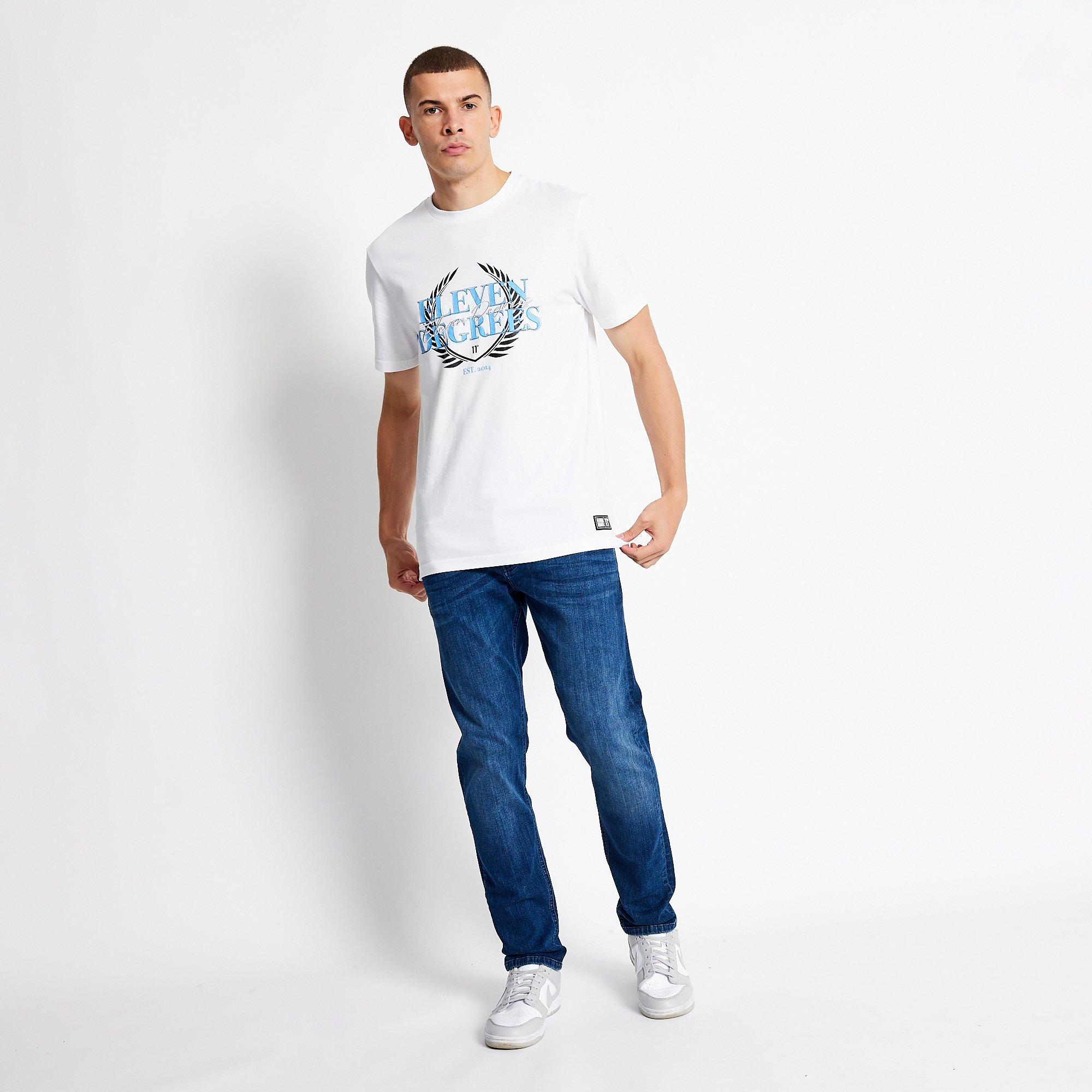 11 Degrees 11D Crest Graphic T Shirt White