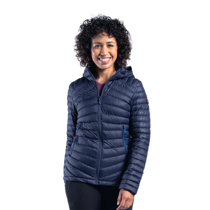 Decathlon Forclaz - Jaqueta puffer feminina com capuz Forclaz MT100