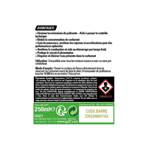 GS27 - Traitement carburant essence stop fumée 250 ml