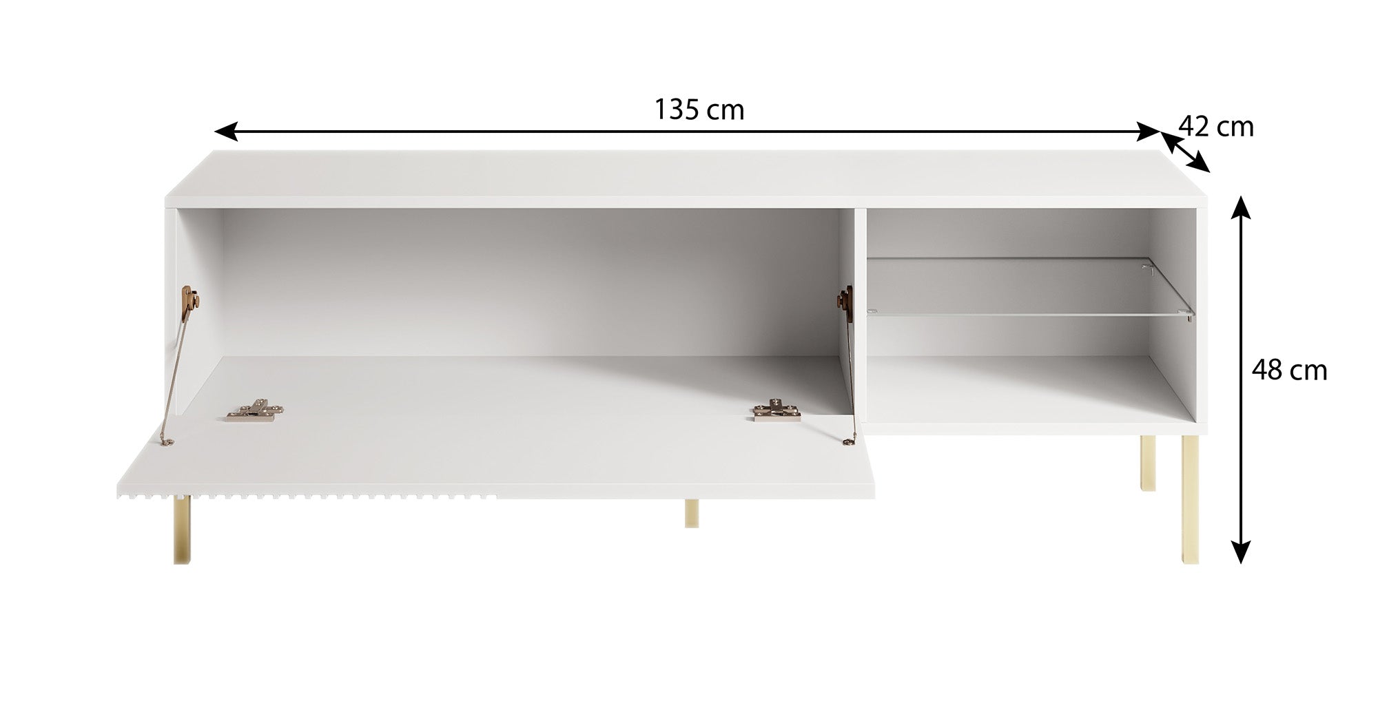 Vermont - TV-Meubel - Wit - 135x42x48cm
