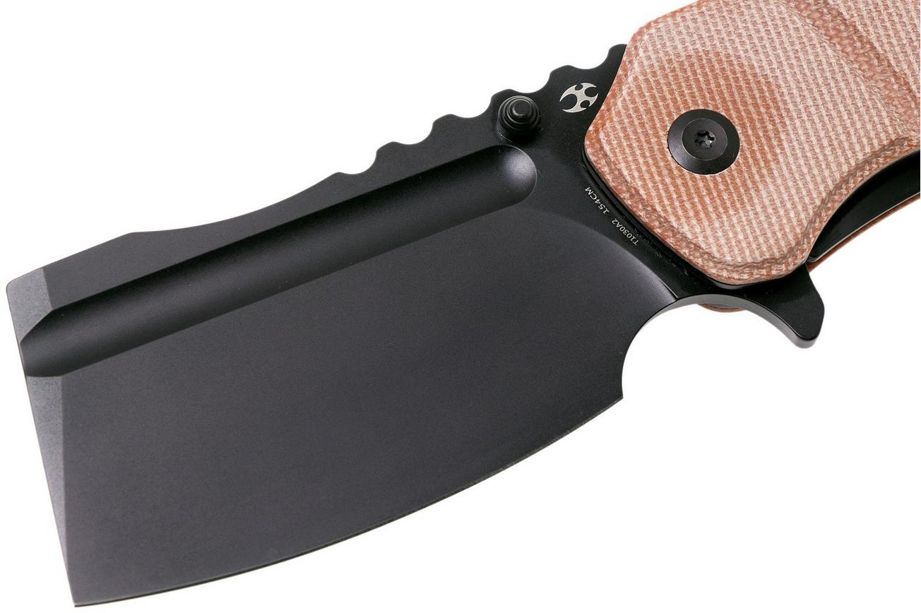 Kansept XL Korvid T1030A2 Black, Brown Micarta zakmes, Justin Koch design