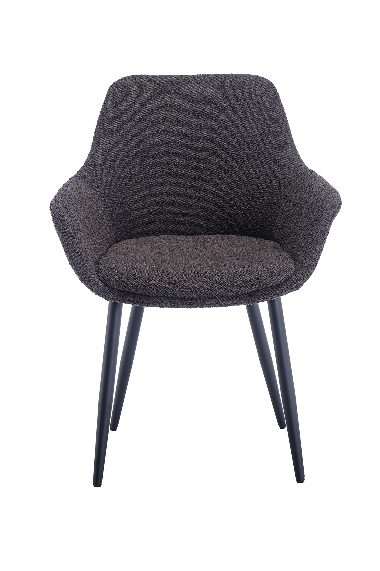 Armlehnstuhl Bouclé Stoff Anthrazit 2er Set Wohnzimmer Küche Esszimmer Stuhl
