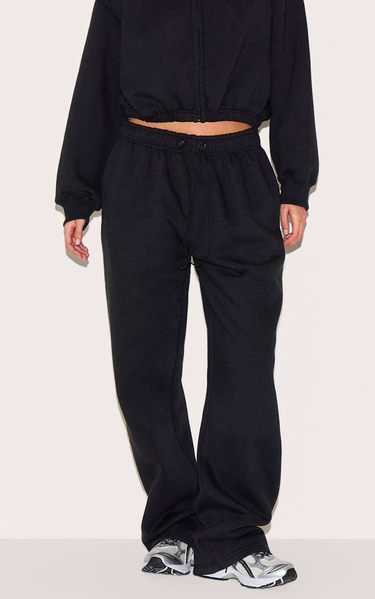 Noir Joggers Oversize À Ourlets À Cordon De Serrage