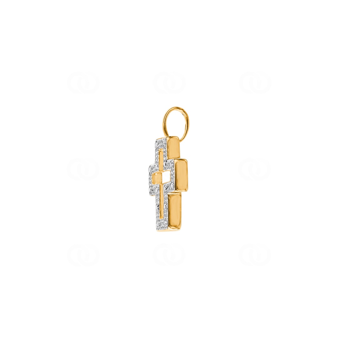 Kreuzanhänger 750/18 K Gelbgold mit Diamanten 0.09 ct H/si