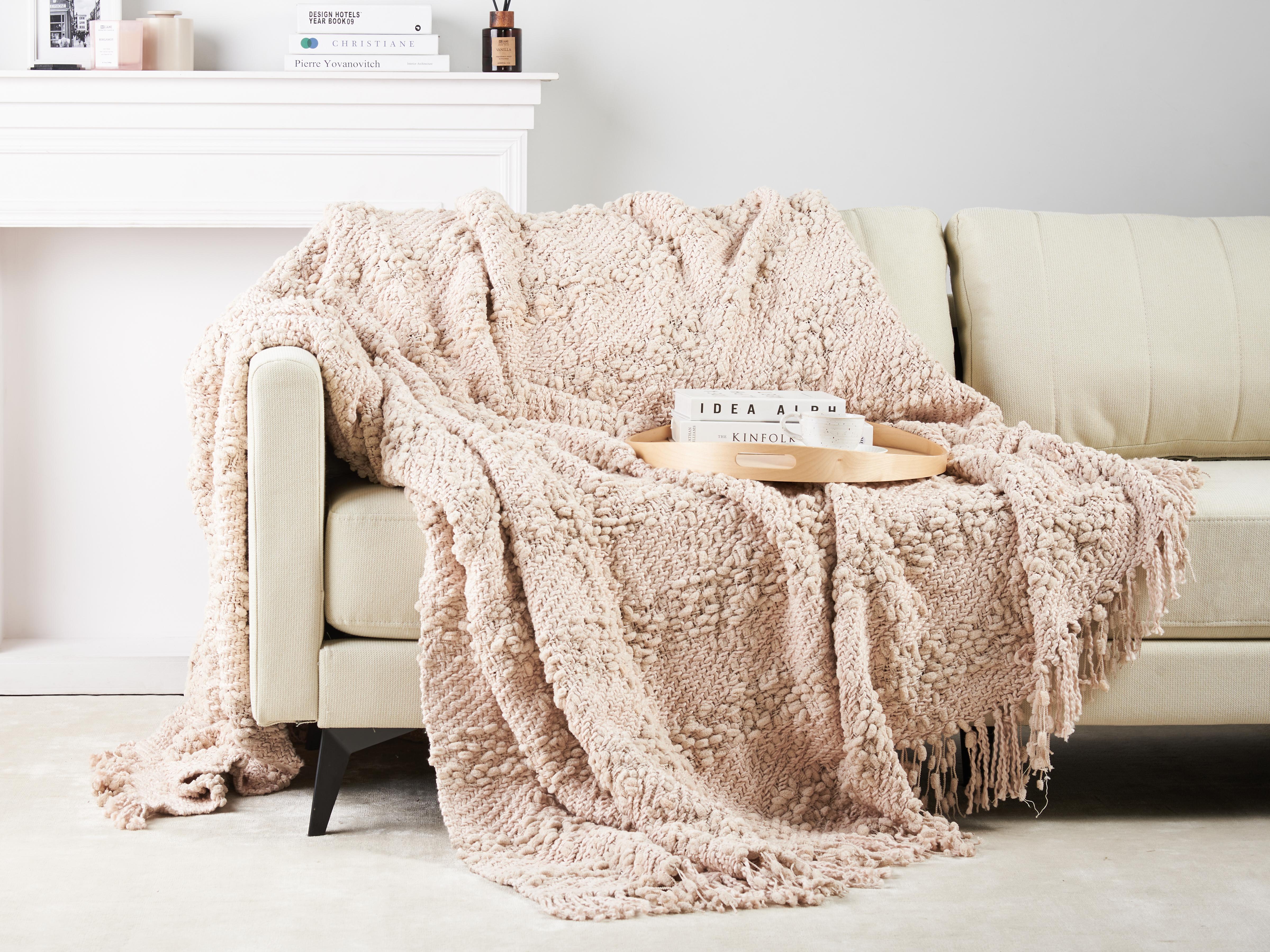 Plaid VELLA Katoen 220 x 240 cm Lichtbeige