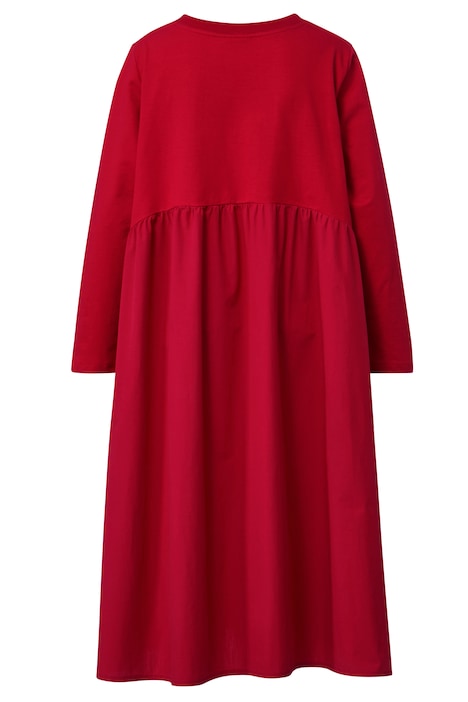 Midikleid, A-Line, Materialmix, Rundhals, Langarm, Quernaht
