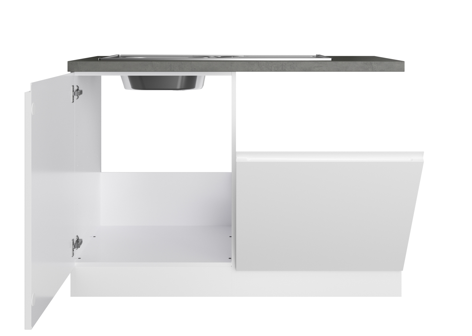 Spülenunterschrank MONZA - weiß Hochglanz - Beton-Optik