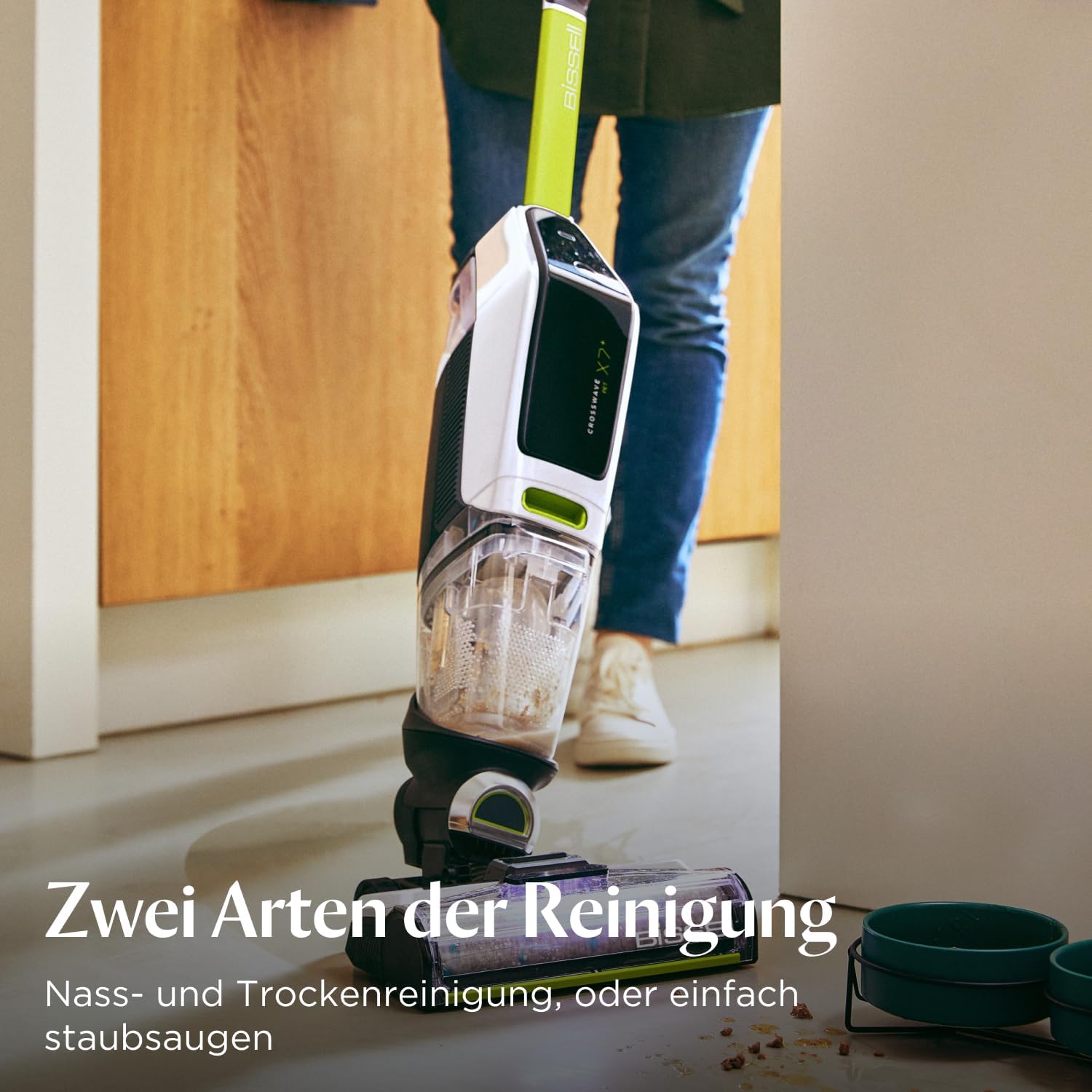 Bissell CrossWave X7 Plus Cordless Pet | Wischen/Saugen/Trocknen | Multi-Flächen 3-in-1 | Für Teppiche, Fliesen & Holzböden | Pet Turbo Mode | Kabellos | Zwei-Tank | Grün/Weiß/Schwarz | 3479N