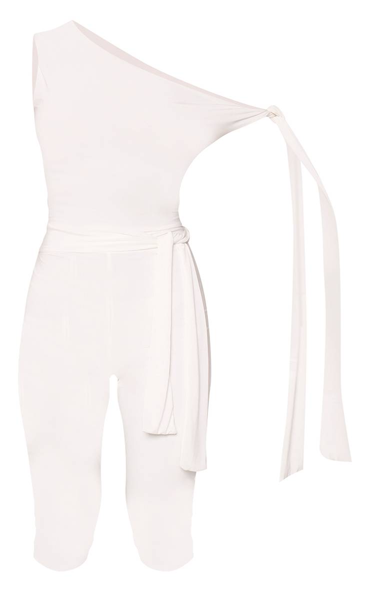 Crème Combinaison Capri En Maille Slinky Double Épaisseur Avec Détail Noué