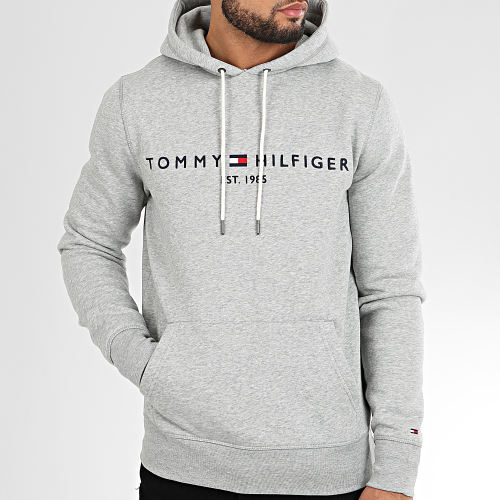 Sweat Capuche Core Tommy Logo 0752 Gris Chiné